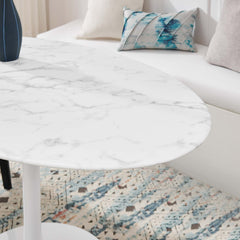 Lippa White 54" Oval Faux Marble Dining Table - Ornate Home
