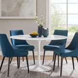 Lippa White 54" Round Faux Marble Dining Table - Ornate Home