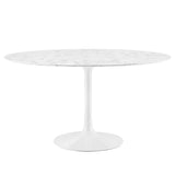 Lippa White 54" Round Faux Marble Dining Table - Ornate Home