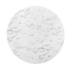 Lippa White 54" Round Faux Marble Dining Table - Ornate Home