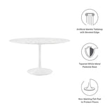 Lippa White 54" Round Faux Marble Dining Table - Ornate Home