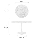 Lippa White 54" Round Faux Marble Dining Table - Ornate Home