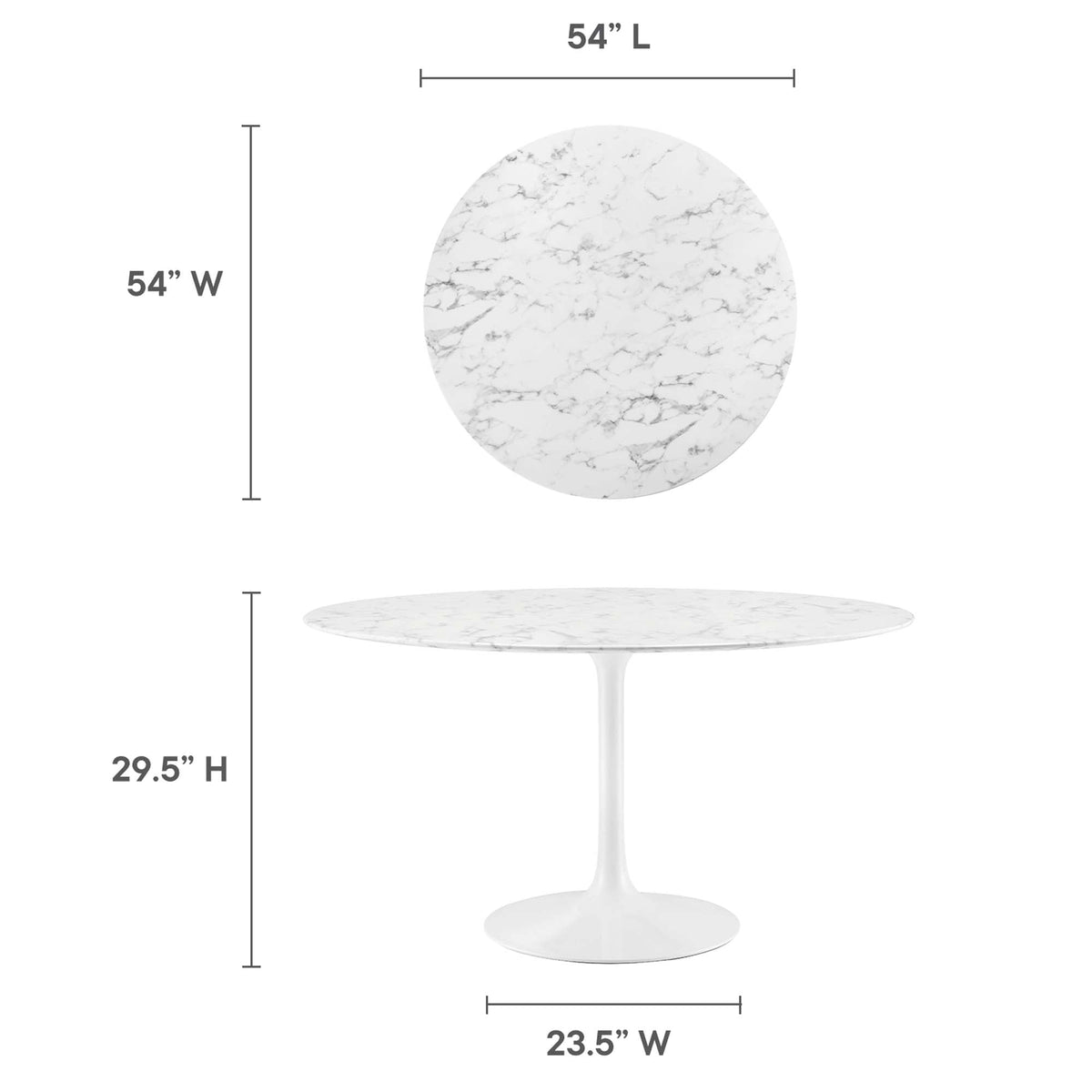 Lippa White 54" Round Faux Marble Dining Table - Ornate Home