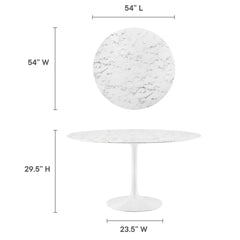 Lippa White 54" Round Faux Marble Dining Table - Ornate Home