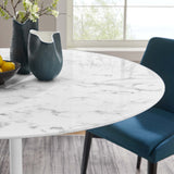 Lippa White 54" Round Faux Marble Dining Table - Ornate Home