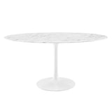 Lippa White 60" Oval Faux Marble Dining Table - Ornate Home