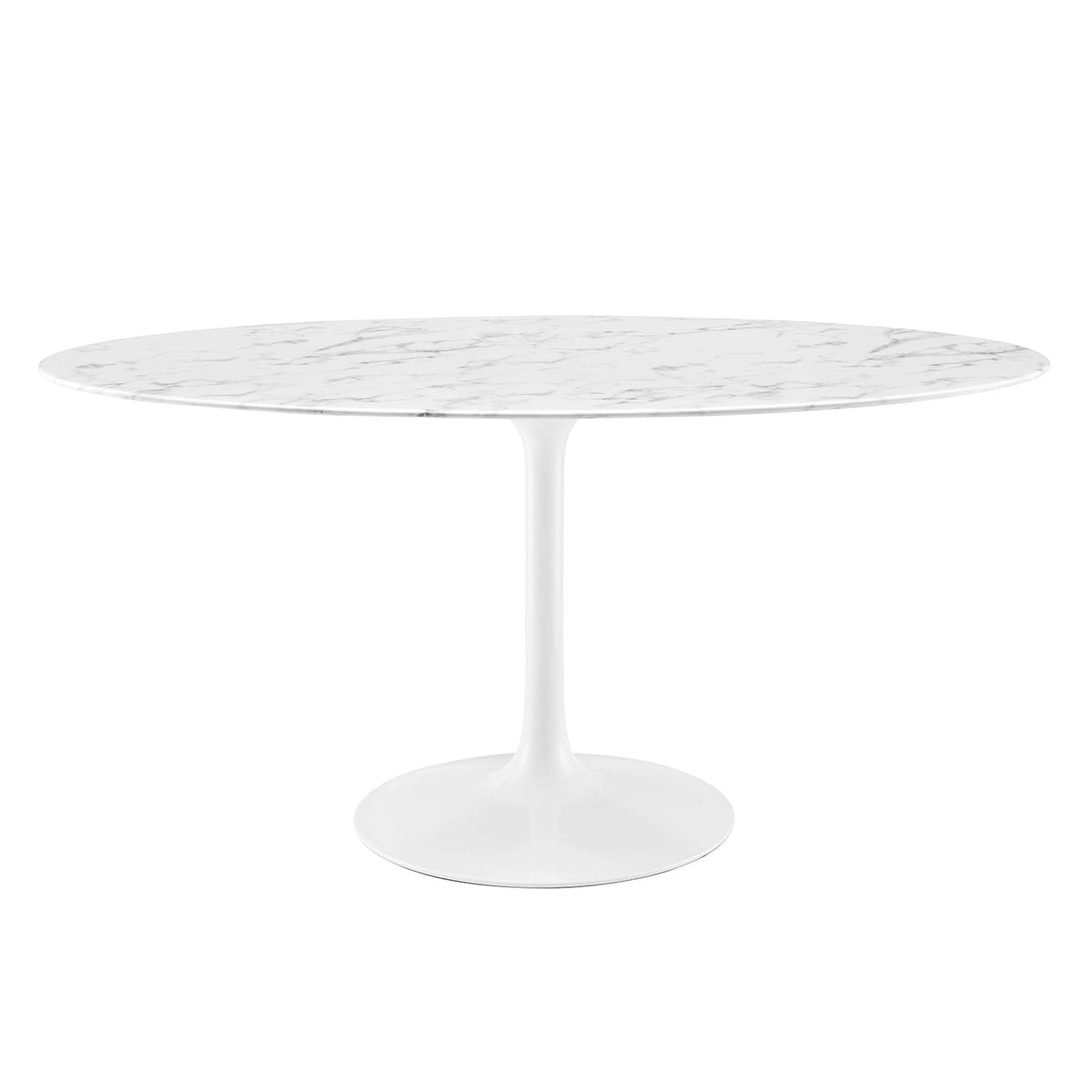 Lippa White 60" Oval Faux Marble Dining Table - Ornate Home