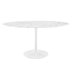 Lippa White 60" Oval Faux Marble Dining Table - Ornate Home