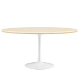 Lippa White 60" Oval Faux Travertine Dining Table - Ornate Home