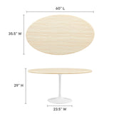 Lippa White 60" Oval Faux Travertine Dining Table - Ornate Home
