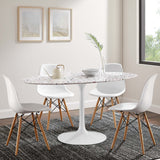 Lippa White 60" Oval Terrazzo Dining Table - Ornate Home