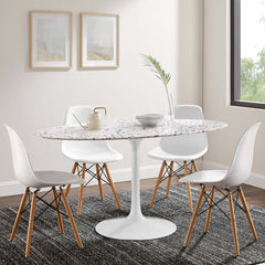 Lippa White 60" Oval Terrazzo Dining Table - Ornate Home