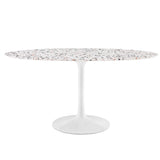 Lippa White 60" Oval Terrazzo Dining Table - Ornate Home