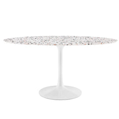 Lippa White 60" Oval Terrazzo Dining Table - Ornate Home