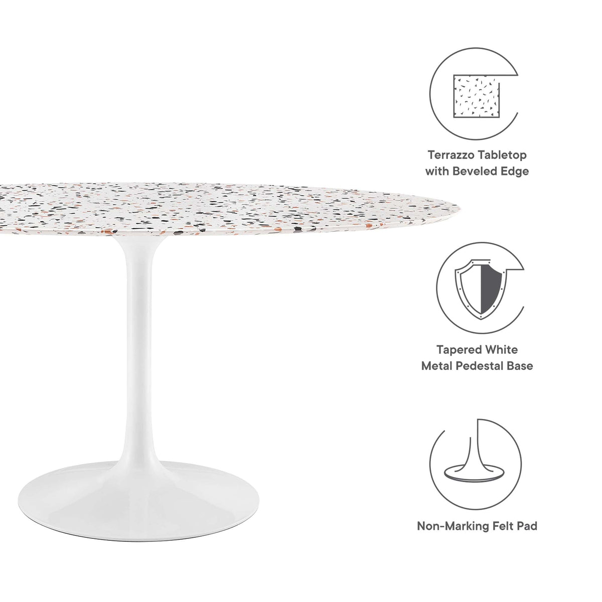 Lippa White 60" Oval Terrazzo Dining Table - Ornate Home