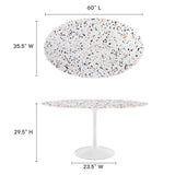 Lippa White 60" Oval Terrazzo Dining Table - Ornate Home