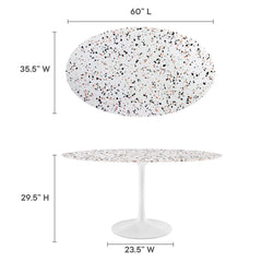 Lippa White 60" Oval Terrazzo Dining Table - Ornate Home