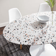 Lippa White 60" Oval Terrazzo Dining Table - Ornate Home
