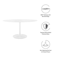Lippa White 60" Oval Wood Dining Table - Ornate Home