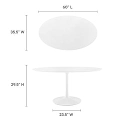 Lippa White 60" Oval Wood Dining Table - Ornate Home