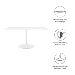 Lippa White 60" Rectangle Wood Dining Table - Ornate Home