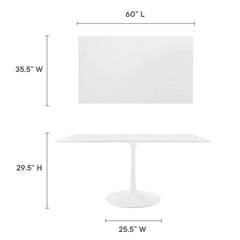 Lippa White 60" Rectangle Wood Dining Table - Ornate Home