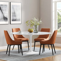 Lippa White 60" Round Faux Marble Dining Table - Ornate Home