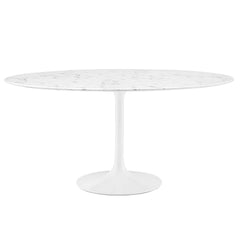 Lippa White 60" Round Faux Marble Dining Table - Ornate Home