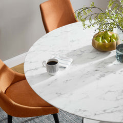 Lippa White 60" Round Faux Marble Dining Table - Ornate Home