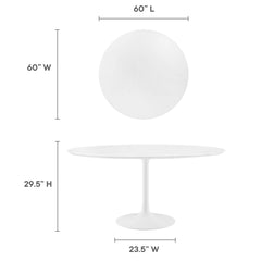 Lippa White 60" Round Wood Dining Table - Ornate Home