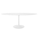 Lippa White 78" Oval Faux Marble Dining Table - Ornate Home