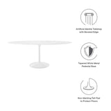 Lippa White 78" Oval Faux Marble Dining Table - Ornate Home