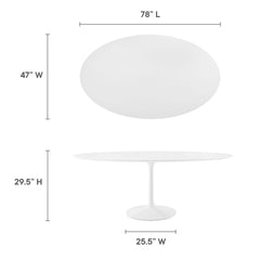 Lippa White 78" Oval Wood Dining Table - Ornate Home