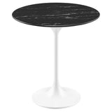 Lippa White/Black 20" Round Faux Marble Side Table - Ornate Home