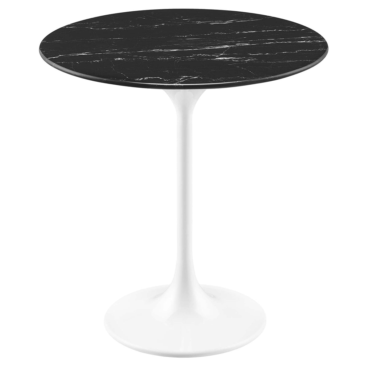 Lippa White/Black 20" Round Faux Marble Side Table - Ornate Home
