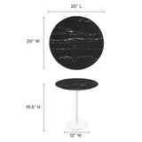 Lippa White/Black 20" Round Faux Marble Side Table - Ornate Home