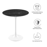 Lippa White/Black 20" Round Faux Marble Side Table - Ornate Home