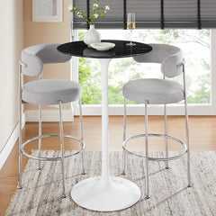 Lippa White/Black 28" Round Faux Marble Bar Table - Ornate Home