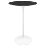 Lippa White/Black 28" Round Faux Marble Bar Table - Ornate Home