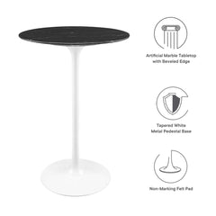 Lippa White/Black 28" Round Faux Marble Bar Table - Ornate Home