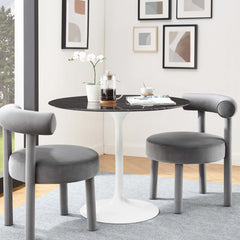 Lippa White/Black 36" Round Faux Marble Dining Table - Ornate Home