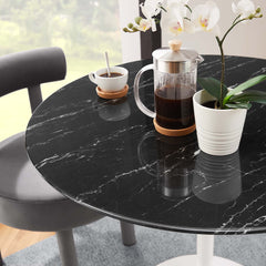 Lippa White/Black 36" Round Faux Marble Dining Table - Ornate Home