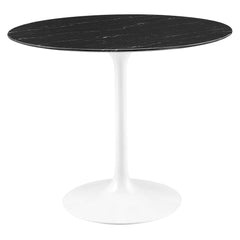 Lippa White/Black 36" Round Faux Marble Dining Table - Ornate Home
