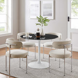Lippa White/Black 40" Round Faux Marble Dining Table - Ornate Home