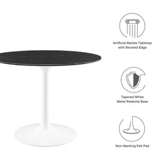 Lippa White/Black 40" Round Faux Marble Dining Table - Ornate Home