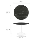 Lippa White/Black 40" Round Faux Marble Dining Table - Ornate Home