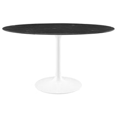 Lippa White/Black 54" Oval Faux Marble Dining Table - Ornate Home