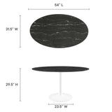 Lippa White/Black 54" Oval Faux Marble Dining Table - Ornate Home