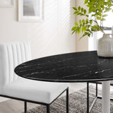 Lippa White/Black 54" Oval Faux Marble Dining Table - Ornate Home
