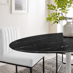 Lippa White/Black 54" Oval Faux Marble Dining Table - Ornate Home